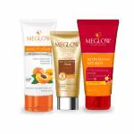 Meglow Beauty Combo Pack of 3- With BB+ Cream with SPF Formula (30g)|Refreshing Face Wash with Anti Dehydration Shield (70g)|Apricot Scrub with Natural Apricot Extracts (70g) For Soft and Glowing Skin