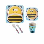 Funblast Multicolor Eco Friendly Bamboo Fiber Baby Crockery Dining Feeding Set 5 Pcs