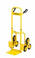 Stanley FT521 Steel Staircase Climber Hand Truck with 120 kg Capacity, Foldable Dolly Stack Truck with Telescopic Handle, Inbuilt Hand Grip with Knuckle Protection, Yellow Colour,(52 x 48 x 113 cm)