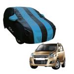 AutoFurnish ARC Aqua Car Cover - Maruti Suzuki Wagon R 1.0 | Water Resistant | Stripe Design | Triple-Stitched | Dust and Heat Protection | 190T Taffeta | Elastic Bottom| Heavy Buckle | Mirror Pockets | Stylish Car Accessories (Aqua)