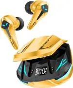 HOPPUP Predator Xo3 Gaming Earbuds with 35MS Low Latency, 13MM DRIVERS & 50H PlayTime Bluetooth (Yellow, True Wireless)