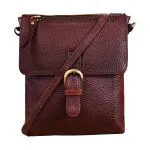 ABYS Genuine Leather Dark Brown Sling & Cross-Body Bag For Men And Women