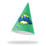 Festiko Superhero Theme Cone Hats (Pack of 10 - Hat 34), Superhero Party Cone Hats, Superhero Theme Birthday Hats, Superhero Theme Party Wearables