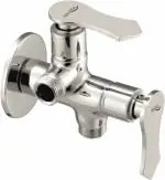 AMATRA Trident 2 Way Angle Valve For Bathroom and Kitchen Chrome Finish Twin Elbow Valve Faucet (Wall Mount Installation Type)