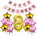 FANEX Solid Paper Birthday Decoration Banner, Number and Balloon Set(Pack of 11)