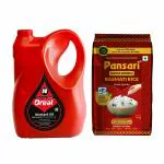 Pansari Mahak Mogra basmati rice 5Kg and Cold pressed mustard oil 5L