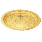 Indian Art Villa Brass Flower Design Pooja Thali Plate Diameter 10.2 inch