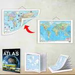 GOWOO SMALL - 100 WORLD POLITICAL OUTLINE MAP FOR SCHOOL, SMALL - 100 WORLD PHYSICAL OUTLINE MAP FOR SCHOOL, 2 IN 1 WORLD POLITICAL AND PHYSICAL MAP IN ENGLISH and SCHOOL ATLAS (ENGLISH) - MAPLITHO