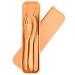 KARTUNBOX Reusable And Portable Dark Yellow Plastic Cutlery Sets 12 X 5 X 3 Cm (3 Pcs)