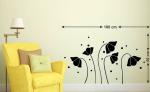 LANSTICK Black Beautifull Flower Self Adhesive Wall Sticker