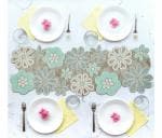 MFU-MADE FOR YOU Beaded Table Runner Craftsmanship| Turquoise Grey | Pack of 1- 13 * 36 Inches