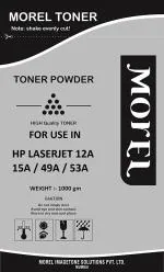 MOREL 12A TONER POWDER FOR USE IN CANON FX9 / 303 HP 12A for HP Laserjet 1010, 1012, 1015, 1018, 1020, 1022, 1022n, M1005, M1319f, 3015, 3020, 3030, 3050, 3050z, 3052, 3055 Printer CARTRIDGE WEIGHT 1 KG Black Ink Toner