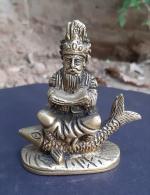 Kalarambh Bharat Haat Yellow Brass Jhulelal God collectible Idol Handicraft Art 7 x 3 x 8 cm