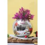 Craftfry Silver Glass Vase Showpiece Crystal Showpiece Round Glass Gift Items (8 Inch)
