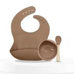 Bembika Silicone Brown Baby Feeding Essential Baby Dinner Set (Pack Of 3)