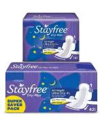 Stayfree All Night Ultra-Dry Max Sanitary Napkin with Wings (XL) 56 pads