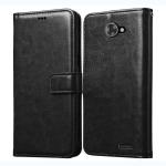 Casotec Premium Leather Kickstand Wallet Flip Case Cover with Magnetic Closure for Panasonic P71 - Black