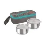 Flair Lunch Mate - 2 Green Stainless Steel Lunch Box With Insulated Bag - 450 ml (Pack of 2)