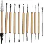FRKB Ceramic 11 Pcs Wooden Handle Clay Pottery Sculpting Tools