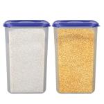 Cutting EDGE Square Modular Air Tight Multi Purpose Container - For Rice, Flour, Cereals, Sugar & More - Blue (1, 7.5 Litre - Set of 2)