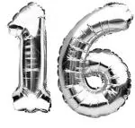 Party Midlinkerz Plastic 16 inch Silver 16th Birthday and Anniversary Celebration Foil Balloons