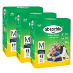 Absorbia Adult Diaper Tape Style Size M (10 Pcs Pack of 3) Waist Size 71-112 cm
