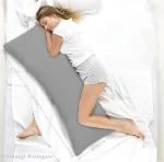 Tishnagi Designer Microfiber Body Pillow, 18 x 54 inch, Pillow with Grey Removable Cover - Long Side Sleeper Pillow