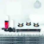 Fabiano 3 Burners Toughened Glass Gas Stove Combo With 400 Watts Mixer Juicer Nutri Blender