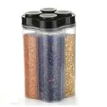 SHREE HARI ENTERPRISE Airtight Transparent Plastic Lock Food Storage 4 Section Container Jar for Grocery, Fridge Container & Containers, Kitchen Storage Box & Container,Multicolour (4 Section Pack of 1)