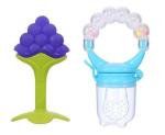 Manan Shopee Kids Grapes, Blue Silicone Teether With Baby Fruit Nibbler Pacifier (Pack Of 2)