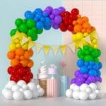 Solid Rainbow Theme Birthday Balloons Birthday Decoration Items Multicolor Balloon Balloon Multicolor, Pack Of 73