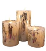 Floish Decor Premium Rustic Metallic Silver Dust Colour Pillar Candles Set | Home Decor Candles | Candles Gift Set (Set of 3 Pcs)