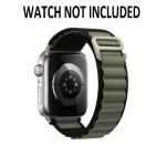 RUPELIK (Alpine Double Color 44mm Strap Black/Green) Nylon Alpine Loop iWatch Strap Series Ultra / Series 8,7,6,5,4,3,2,1/SE Compatible For Strap 44mm/42mm/45mm/49mm Smart Watch Strap (Black/Green)