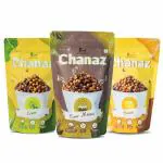 Dhananjay Roasted Flavoured Mahabaleshwar Chana (Chickpeas) | Gluten Free | Rich in Protein | 100 % Roasted and Puffed | Pack of 3 ( Lemon 180g, Chat Masala 180g & Cheese 180g)