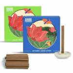 HELP US GREEN Fragrance Lemon and Patchouli Flavour Dhoop Sticks for Pooja (50 pcs), Pack of 2 Dhup Batti with Holder, Agarbatti, Incense Stick, Sandal, Cones, Cup, Sambrani (25 Sticks/pack)