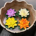 Ryme Multicolor Big Artificial Floating Foam Lotus Flower With Water Lily Pad Perfect For Home, Garden, 5.5 Inch (Pack Of 4)