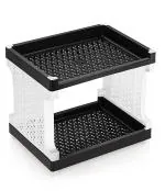 Nabhya Black Plastic 2 Layer Multipurpose Storage Organizer Rack for Home