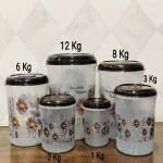 UMA Plastic Grocery Container - 1000 ml, 2000 ml, 3000 ml, 6000 ml, 8000 ml, 12000 ml (Pack of 6, Brown)