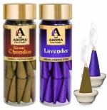 The Aroma Factory Incense Dhoop Cone for Pooja, Kesar Chandan & Lavender (100% Herbal & 0% Charcoal) 2 Bottles x 30 Cones