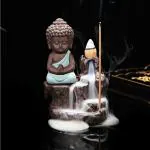 Beckon Venture Buddha Smoke Back-Flow Incense Burner with 10 Incense Cone 4.7 x 3.1 inch (BVHSKY)
