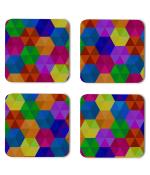 Whats Your Kick Vector Pattern Rainbow Hexagone Design Pattern Design Printed Set of 4 Coaster With Metal Stand