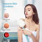 GRIDLAB Back Body Bath shower Brush with Bristles and Loofah Back Scrubber with Curved Long Handled for Skin Exfoliating Bath,Massage Body Shower Brush