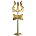 pujaNpujari metal Gold Plated Damru Trishul with Stand.