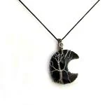 Astroghar Glass Moon Shaped Base Metal Hydro Black Pendant For Men And Women