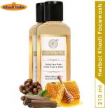 Herbal Khadi Sandalwood Honey Natural Herbal Facewash Anti Tanning Face Wash For Glowing Skin With Anti Acne & Oil Control Properties 420 ml (Pack of 2)