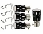Madhuli Black Solid Steel Curtain Bracket, Curtain Knobs, Curtain Finial and Support (Pack of 4)