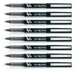 Pilot Hi-Tecpoint V5 Extra Fine Point Liquid Ink Pen | Tip Size - 0.5 MM | Unique Dimple Tip Technology | Ink Colour - Black | Pack of 8
