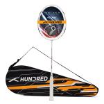 Hundred White, Black Carbon Fibre Atomic Air 78 Strung Badminton Racket With Full Cover - One Size