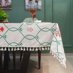 Urban Space 100% Cotton Dining Table Cover 6 Seater, Printed Cotton Table Cloth for Center Table with Boho Tassels, 54