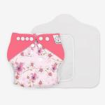 SNUGKINS New Age Cloth Diapers for Babies 0-2 Years | Washable & Reusable | 1 Cloth Diaper, 1 Wet-Free Organic Cotton Prefold Pad & 1 Booster Pad | Sakura